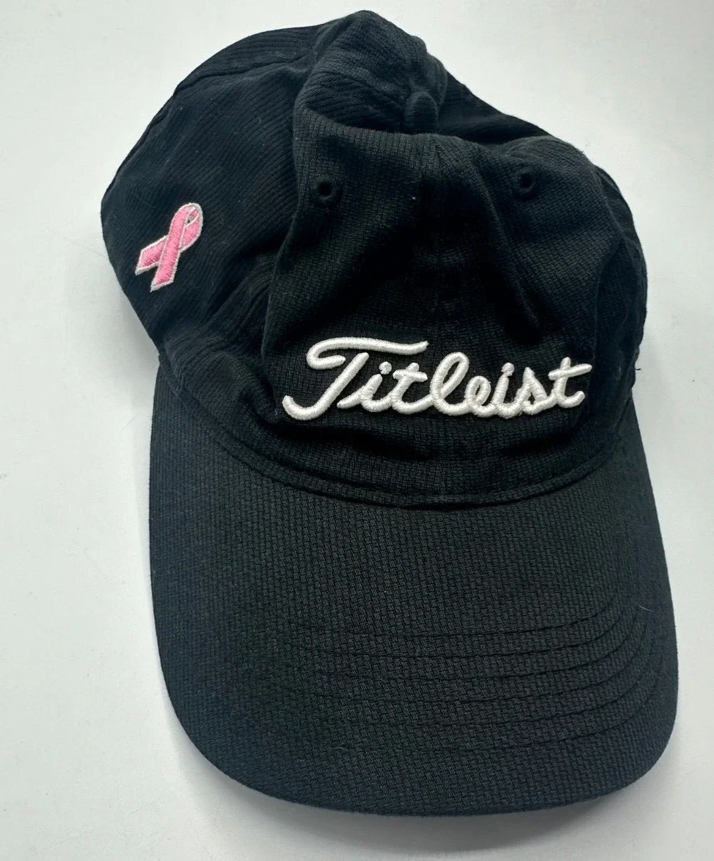 Titleist Breast Cancer Awareness Ribbon Strapback Hat Cap Black Pink Golf Sports